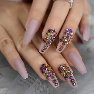 Luxury Gold Stone Coffin Nails