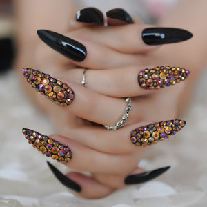 Luxury Gemstone Stiletto Nails