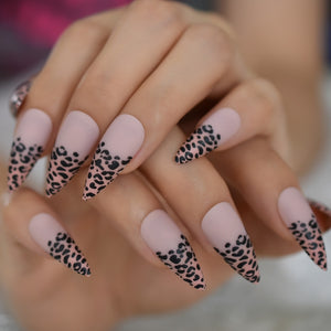Matte Leopard Stiletto Nails